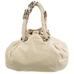 Michael Kors Top Handle Bag. Neutral Leather with Silver and Python accent.